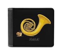French Horn Snail Orchestra Bifold Wallet PU Leather Pocket Wallet Slim Purse for Women Men Gifts