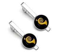 French Horn Snail Orchestra Tie Clips for Men Necktie Tie Clip Tie Bars for Business Wedding Gifts 5.5x2.2cm