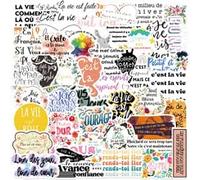 French Inspirational Stickers 50 Pcs Waterproof Cartoon Motivational Quotes Sticker for Water Bottle Laptop Skateboard Car Scrapbook Luggage,Vinyl Funny Trendy Positive Decals for Teachers Student