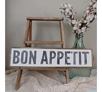 French Kitchen Sign Bon Appetit Farmhouse Wall Decor Sign 4x16 Inch
