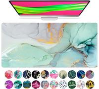 French KOKO Large Mouse Pad Desk Mat Keyboard Pad Desktop Home Office School Essentials Decor Big Extended Laptop Protector Accessories Pretty Mousepad Women Girls XL Deskpad Marble XL 36" x 16.5"