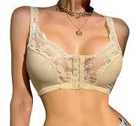 French lace Front Button Bra Plus Size Unpadded Front Closure Lace Underwireless Everyday Bra
