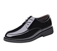 French Leather Formal Shoes for Men Lace-up Round Toe Anti-Slip Business Casual Dress(Negro,5.5 UK)