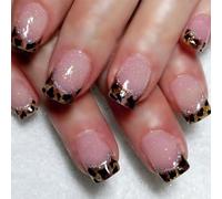 French Leopards Print Press On Nails Square Coffin Nails Designs Full Covers Artificial Nails Stick On Nails 24Pcs