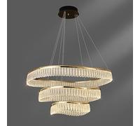 French light luxury crystal chandelier, creative square crystal lamp, aluminium electroplating S gold + crystal, for dining room bedroom living room,Gold,100+80+40cm