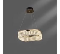 French light luxury crystal chandelier, creative square crystal lamp, aluminium electroplating S gold + crystal, for dining room bedroom living room,Gold,40cm