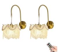 French Light Luxury Crystal Wall Sconces Battery Operated 2 Pack, Gold Rechargeable Not Hardwired Wall Lights, Wireless Dimmable Timeable Wall Lamps for Living Room Bedroom Hallway Bathroom Vanity
