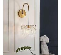 French Light Luxury Crystal Wall Sconces Battery Operated 2 Pack, Gold Rechargeable Not Hardwired Wall Lights, Wireless Dimmable Timeable Wall Lamps for Living Room Bedroom Hallway Bathroom Vanity