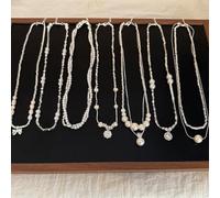 French light luxury, elegant, high-end, temperament, clavicle chain, personality, fashion, broken silver pearl necklace collection