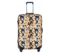 French little bulldog Print Decorative Travel Luggage Cover Concealed Zipper Suitcases Anti Scratch Dustproof, White, L