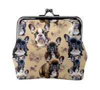 French Little Bulldog Print Exquisite Versatile Kiss Lock Coin Purse Cute Small Zipper Wallet for Coins Cards