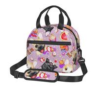 French Little Bulldog Print Student Insulated Lunch Bag School Adjustable Shoulder Strap Work Travel Picnic