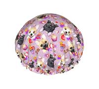 French little bulldog Printed Hair Cover, Dual Layer Bathing Cap For Thick Hair, Reusable Headgear For Women