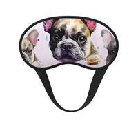 French Little Bulldog Sleep Mask for Side Sleeper, Blackout Sleep Eye Mask Comfortable Blindfold Eyeshade Soft Breathable Sleeping Mask with Elastic Strap Silk Eye Covers for Travel