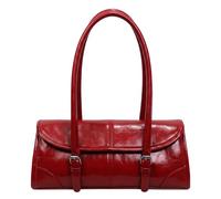 French Loaf Underarm Bag Women Retro Glossy PU Leather Magnetic Snap | Large Capacity Lightweight Adjustable Shoulder Strap Zipper Inner Pocket Commuter Bag