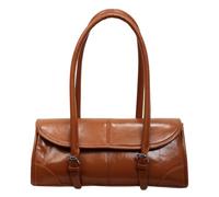 French Loaf Underarm Bag Women Retro Glossy PU Leather Magnetic Snap | Large Capacity Lightweight Adjustable Shoulder Strap Zipper Inner Pocket Commuter Bag