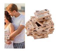 French - Lust Tower Couples Games, 48pcs Classic Couples Games Wooden Tumbling Tower Game, 48 Wooden Stacking Game for Adult Couples Date Night Games, Indoor Party Fun for Adults Night Party Game