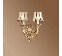 French Luxury Scone Lamp All Copper Lamp Fixture with Glass Lantern Mounted Lights for Dining Room Foyer Living Room Kitchen,A-2-Heads (C 2)