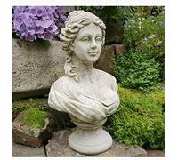 French Maid Bust Statue | Reconstituted Stone Classic Outdoor Women Girl Concrete Garden Ornament