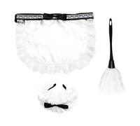 French Maid Costume Set - 3 Piece Cosplay Outfit Headband Apron Cushion | White Cleaning Woman Clearance Accessory, Cosplay Party Clothes