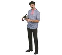 Mens French Man Fancy Dress Costume Set France Frenchman Top Tash Beret Smiffys