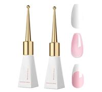French Manicure Kit 2Pcs White Pink Gel Nail Polish Set for French Manicure, Long Lasting White,Pink Nail Varnish Soak Off UV/LED, High Gloss Shine White Gel Polish for DIY Manicure at Home