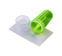 French Manicure Nail Stamp, Clear Jelly Silicone French Tip Nail Tool Stamper Scraper With Cap, Fr-ench Manicure Nailart Stamping Polish Transfer Printing Accessories for Beginners & Lovers (Green)