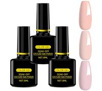 French Manicure Nude Pink Gel Polish Builder Set (3 Pcs, 8ml Each) for Nail Art Salon & DIY Home Use