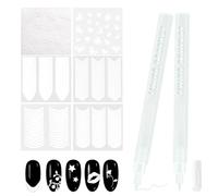French Manicure Set - 2Pcs Fine Tip Nail Art Pens & 6 Sheet French Tip Stickers - 0.7mm White Quick Dry Nail Polish Pen For DIY - Self-Adhesive French Tip Tool For Women At Home Manicure