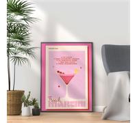 French Martini - Vintage Cocktail Print, Home Bar Art Display - Retro Bar Decor for Home, Kitchen, Lounge - Ideal Poster for Cocktail Lovers, A4 A3 Home Decoration Wall Art Deco (A3 Print only)