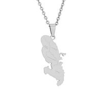 French Martinique Map Shaped Pendant Necklace Trendy Country Territory Necklace Unisex Women Men Neck Chain Silver/Gold Trend Aesthetic Map And City Gold Silver Color Adjustable Favourite