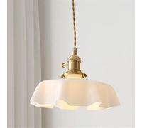 French Medieval Glass Pendant Light Single Head LED Chandelier European Restaurant Lamp with Creative American Retro - Ideal for bar, Corridors, Bedside