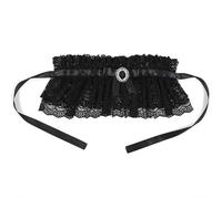 French Medieval Lace Mock Collar Black Gothic Detachable Collar for Men Women Costume Accessory