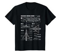 French Military Jet Dassault Mirage 2000D Blueprint T-Shirt