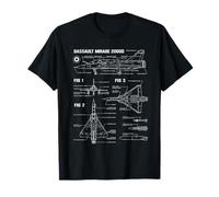 French Military Jet Dassault Mirage 2000D Blueprint T-Shirt