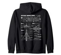 French military jet Dassault Mirage 2000D blueprint Zip Hoodie
