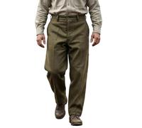 French Military Wool Trousers Original WWII Era Vintage Army Uniform Dress Pants Heavy Duty High Waisted New Unissued Surplus - 32W Long Khaki