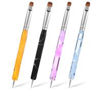 French Nail Art Brushes Set, 4 Colors 2 Way Dotting Tool and French Tip Brushes Set, Size 10#,12#, 14#, 16#, Ergonomic Art Supplies Personalization Nail Design Tools for Cuticle Care (4 Pcs)