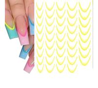 French Nail Sticker | Moon Shaped Nail Tips Decals | 3D French Manicure Decals Decorations Self-Adhesive Fingertip Stickers for Women Accessories