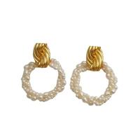 French Natural Freshwater Pearl Handmade Beaded Design Earrings Fashion Bridal Wedding Jewelry
