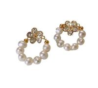 French niche design earrings floral freshwater pearl for women temperament summer luxury