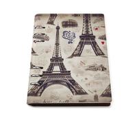 French Paris Tour Eiffel Tower A5 Loose Leaf Notebook, Premium PU Leather Refillable 6-Ring Binder Journal, Durable Cover Lined Paper Lay Flat Design for Writing Journaling and Organization