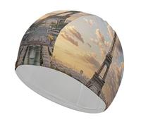 French Paris Tour Eiffel Tower Bathing Cap High Elasticity Swimming Caps Fit Both Long Hair Short Hair Comfortable Large Shower Cap for Drag Reduction and Hair Protection