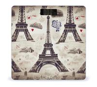 French Paris Tour Eiffel Tower Bathroom Scale Automatic Power On/Off Body Scales LCD Backlight Display Square Digital Scale Rounded Corners Bathroom Scales for Home Bedrooms