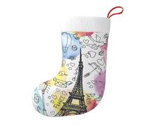 French Paris Tour Eiffel Tower Christmas Stocking, Candy Gift Bags, Hanging Stocking Ornament, Christmas Decorations