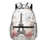 French Paris Tour Eiffel Tower Cute Backpack Waterproof Lightweight Casual Backpack One Size Daypack Travel Laptop Bag For Men Women