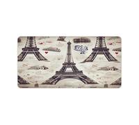 French Paris Tour Eiffel Tower Desk Pad Large Washable Desk Mat Non-Slip Rubber Base Smooth Surface Mouse Pads Generic Keyboard Pad Portable Desk Protector for Laptop Computer Mat