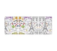 French Paris Tour Eiffel Tower Extra Large Desk Pad,Non-Slip Rubber Base Mat, for Keyboard, Mouse and Desk Protection