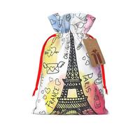 French Paris Tour Eiffel Tower Gift Bag with Handles and tag, Perfect for Christmas, Birthday, Wedding or Daily Gift - (S)