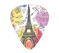 French Paris Tour Eiffel Tower Guitar Plectrums 12 Pieces Set - Comfortable In The Hand With Smooth Edges Three Thicknesses To Match
